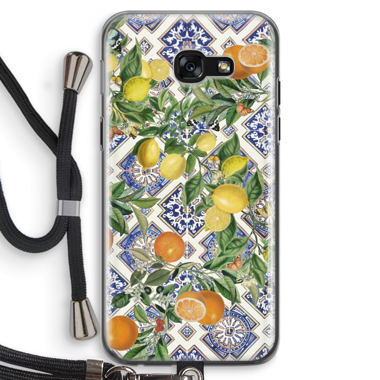 Blue tiles, lemons and oranges