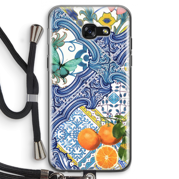 Blue tiles and oranges