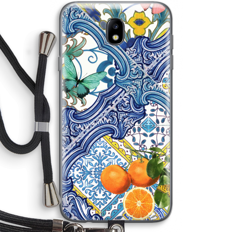 Blue tiles and oranges