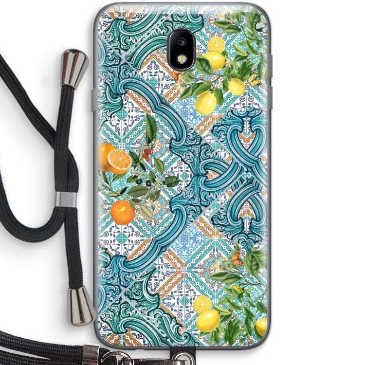 Blue tiles, lemons and oranges