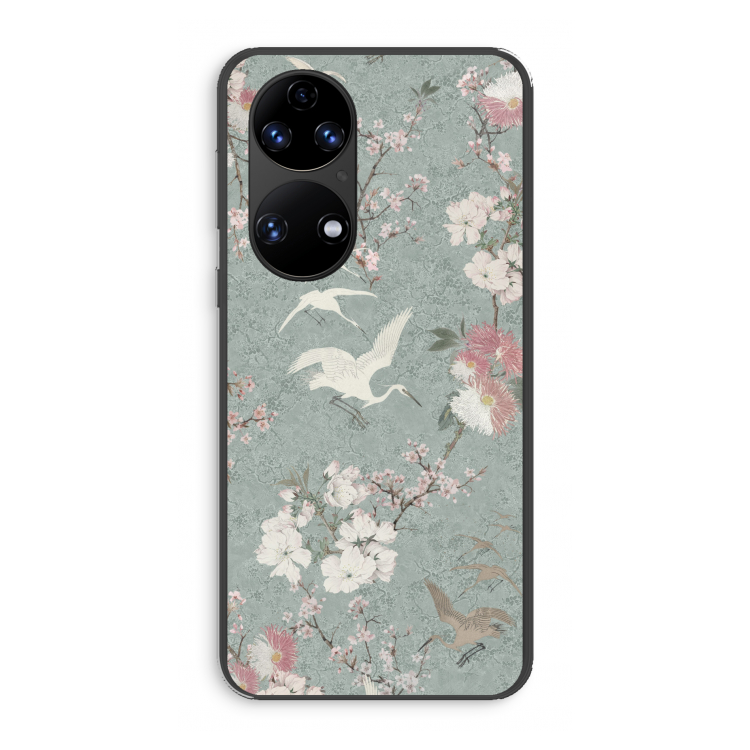 Japanese crane birds blossom