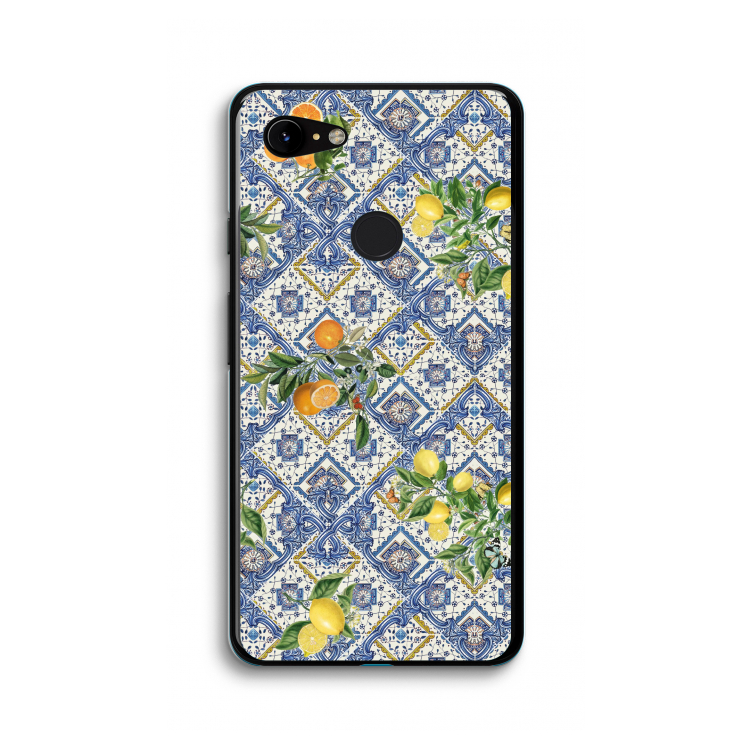Blue tiles, lemons and oranges - small