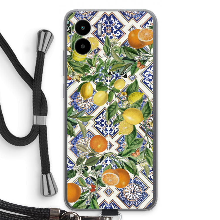 Blue tiles, lemons and oranges