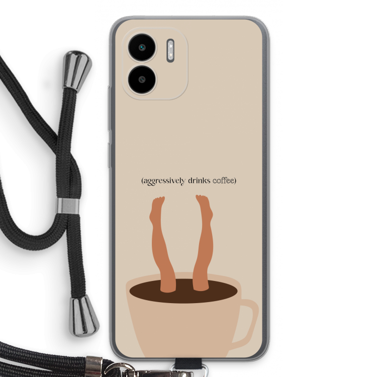 Aggressively drinks coffee