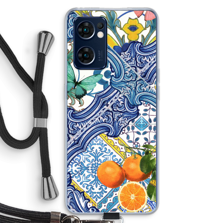 Blue tiles and oranges