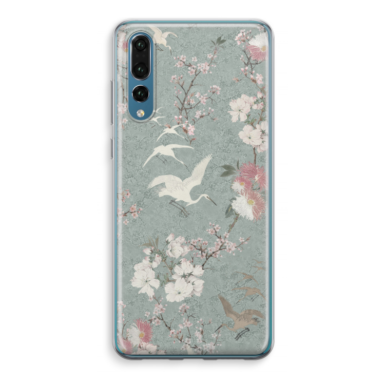 Japanese crane birds blossom