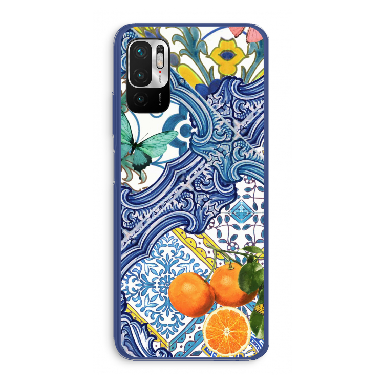 Blue tiles and oranges