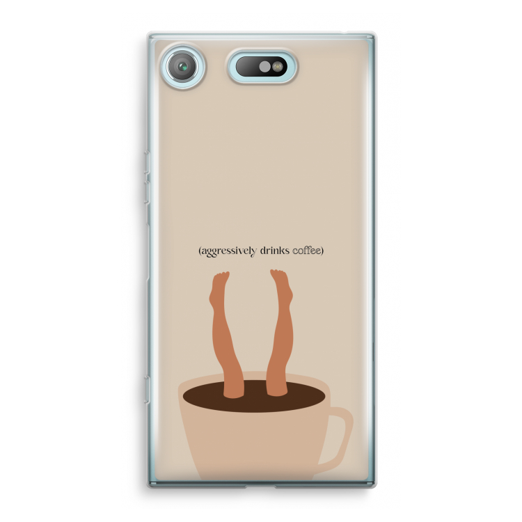 Aggressively drinks coffee