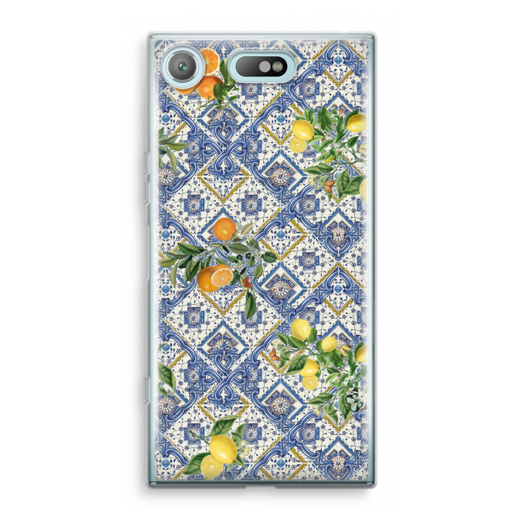 Blue tiles, lemons and oranges - small