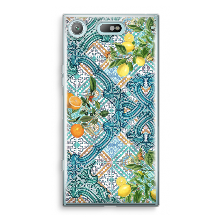 Blue tiles, lemons and oranges