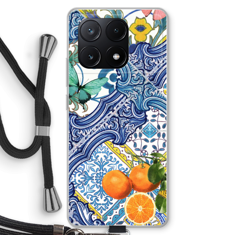 Blue tiles and oranges