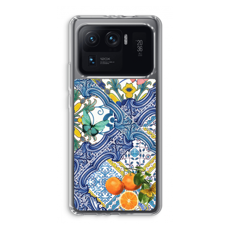 Blue tiles and oranges