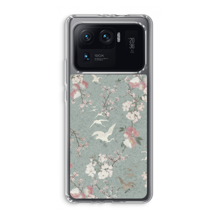 Japanese crane birds blossom