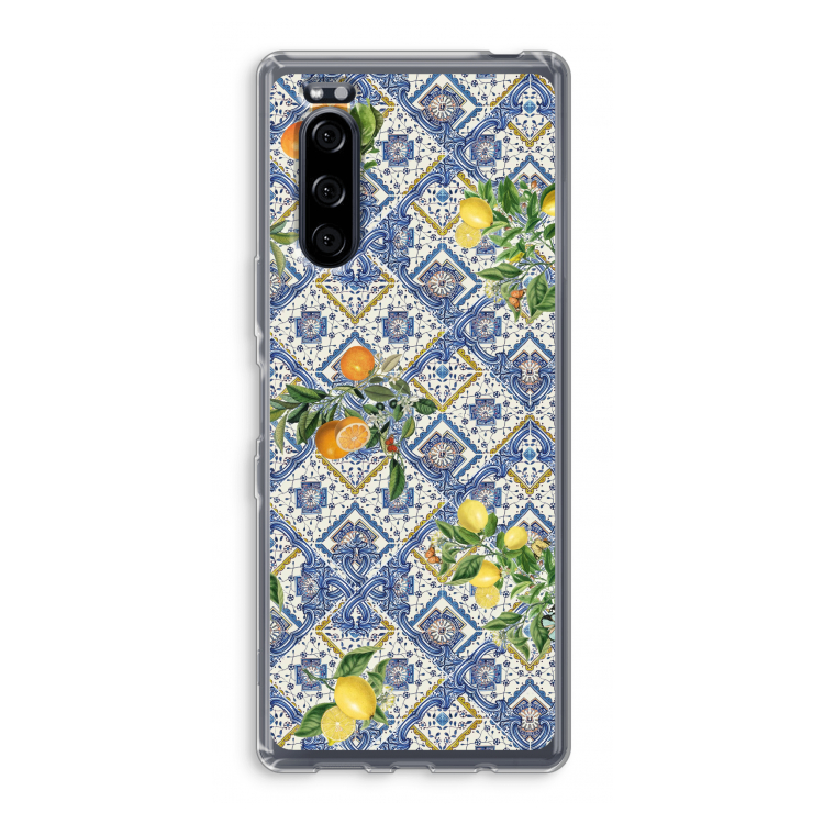 Blue tiles, lemons and oranges - small