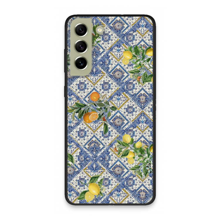 Blue tiles, lemons and oranges - small